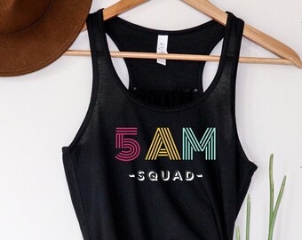 Retro Flowy 5AM Squad Crossfit Tank Top, Womens Gym Tank Top, 5AM Crew Tank, Womens Workout Tank Crossfit Gifts