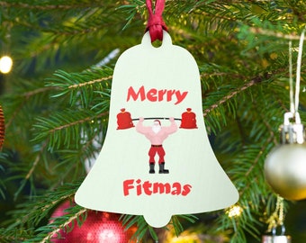 Merry FITMAS Handcrafted Gym Decor - Festive Gym Christmas Ornament  Christmas Ornament for Fitness Enthusiasts Couples Christmas Gym Gifts