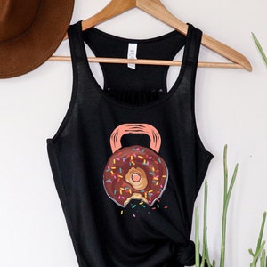 Flowy FUNNY KETTLEBELL DONUT Tank Top for Women, Crossfit Tank Top, Crossfit Shirt, Funny Gym Tank, Workout Tank for women,