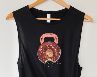 FUNNY DONUT KETTLEBELL Crossfit Gym Tank Top for Women, Donut Tank Top, Funny Crossfit Tank, Funny Gym Tank, Crossfit Gym Gifts