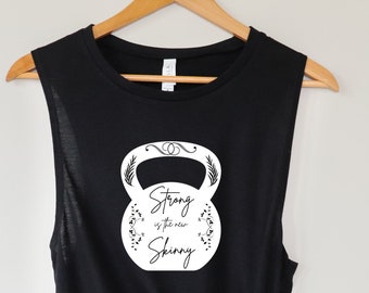 KettleBell STRONG is the new Skinny Tank Top, CrossFit Tank Top, Womens Workout Tank Top, Ladies’ Muscle Tank