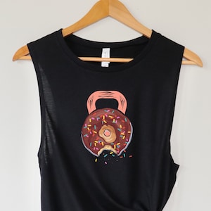 FUNNY DONUT KETTLEBELL Crossfit Gym Tank Top for Women, Donut Tank Top, Funny Crossfit Tank, Funny Gym Tank, Crossfit Gym Gifts