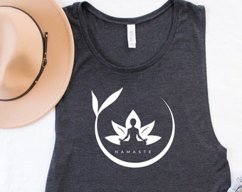 Simplistic Namaste Yoga Tank Top for Mindful Workouts, Yoga Tank Tops for Women, Yoga Gifts, Mothers Day Gifts, Meditation Shirts