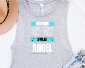 Working On My Sweat Angel, Womens Workout Tank Top, CrossFit Tank Top For Women, Crossfit Gifts, Gym Gifts, Womens Gym Shirt, Crossfit Shirt