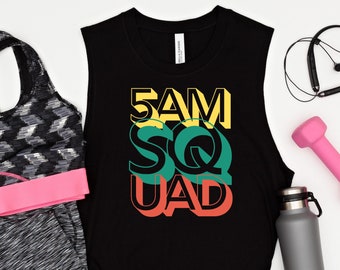 CUSTOM LISTING- Read Details- Retro 5AM Squad Muscle Tank for Women, Womens Crossfit Tank Top, Womens Gym Tank, Gym Christmas