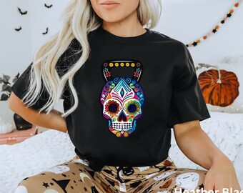 Spooky Season KETTLEBELL Skull Day of the Dead Tank Top, Skull Tank Top, Dia de los Muertos, gym tank, Halloween Workout Tank Top, Crossfit