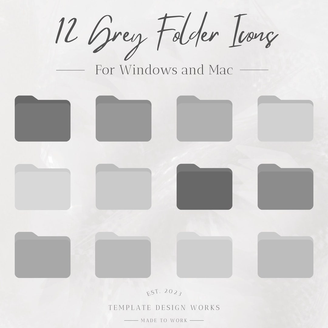 12 Gray Folder Icons Mac and Windows Customize Your Laptop - Etsy