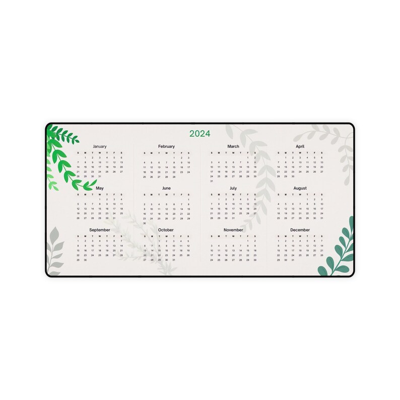 Desk Mat 2025 Calendar Desk Mat Kawaii Green Aesthetic Etsy