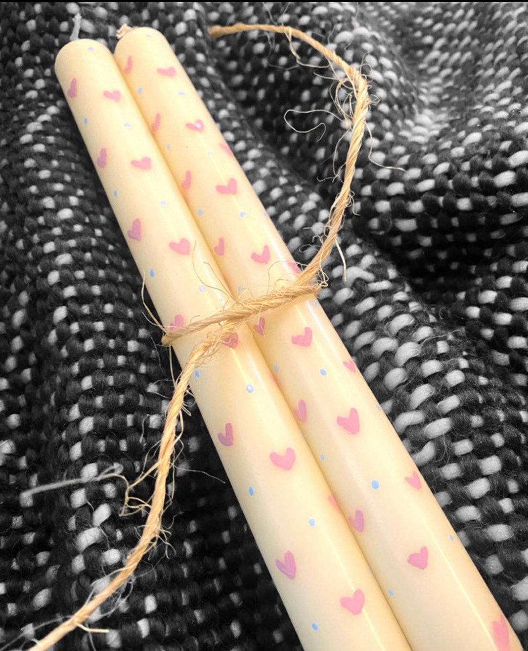 2 Pink Heart Taper Candles Cream and Pink Candles Table Decor Etsy