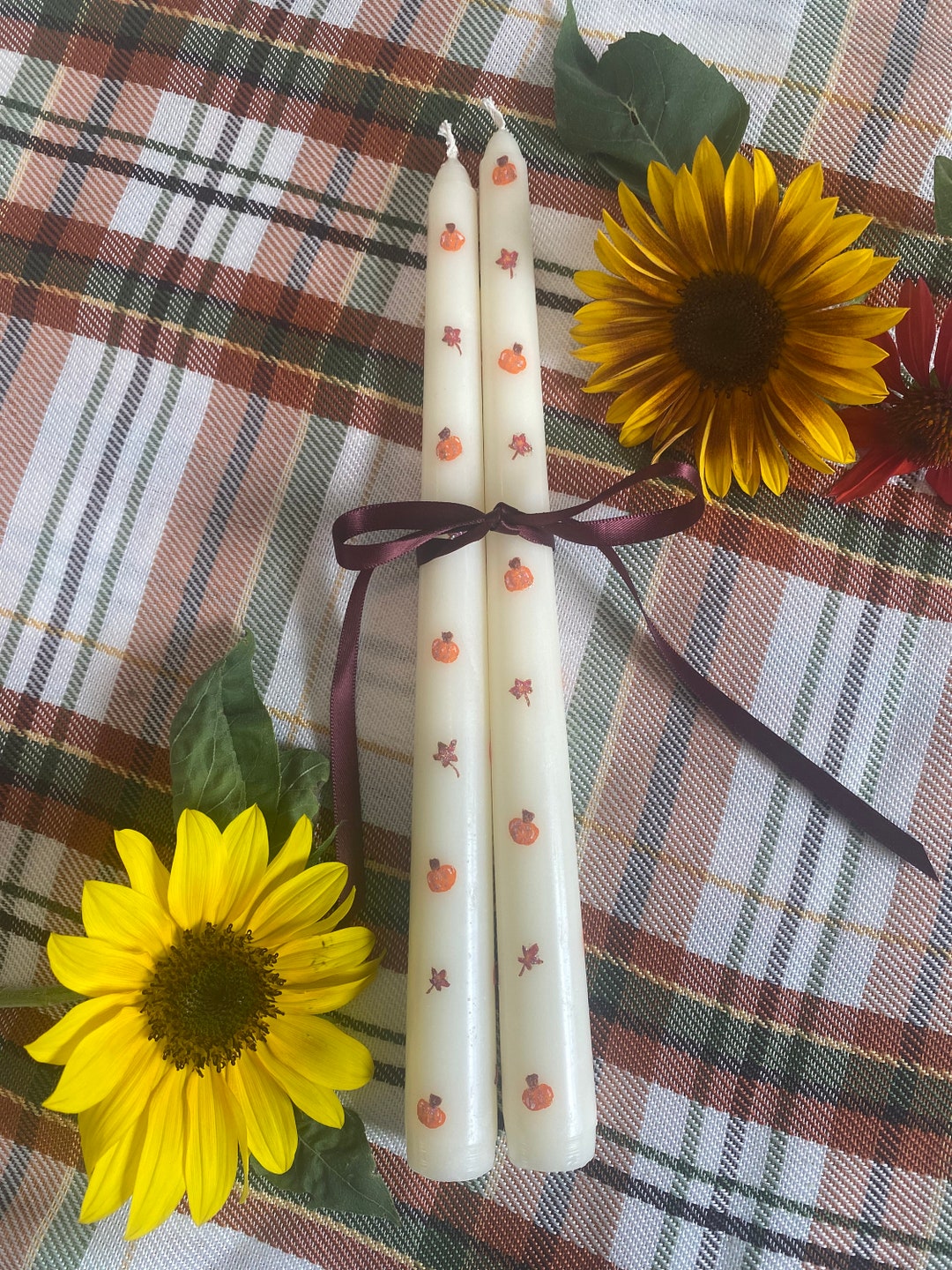 Fall Candles Fall Taper Candles Pumpkin Fall Table Decor Etsy