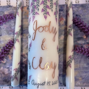 One Floral Unity Pillar Candle Wedding Candles  Customized Pillar Candle Personalized Wedding Decor Unique Wedding Gift for Her