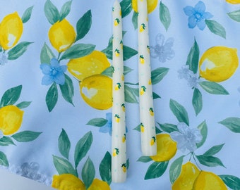 2 Lemon Taper Candles Handpainted Lemon Table Decor Lemon Candles for Summer Candles Lemon Decor Party Decor Lemon Home Decor Party Candle