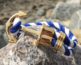 PHIL HARBOR | Pulsera de ancla náutica | Nailon dorado | Pulsera de ancla | Unisex