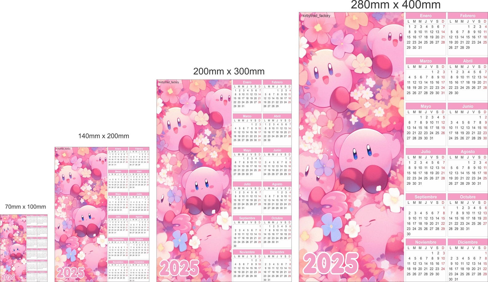 2025 Calendars. Different Formats to Print. Nana, Kirby, BTS and More