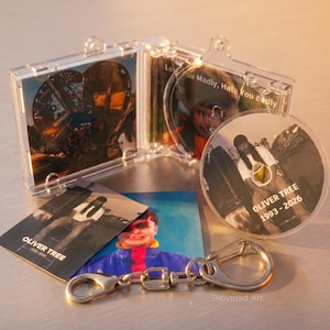 Oliver Tree Interactive NFC Mini CD Keychain, Retro Hits Clips Music Keyring Tribute, Custom Álbum Art and Photo Print Music Fans Gift