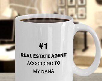 Real estate agent mug, property broker coffee cup gifts, gift ideas for house seller foster bonus grandson granddaughter from nana grandma