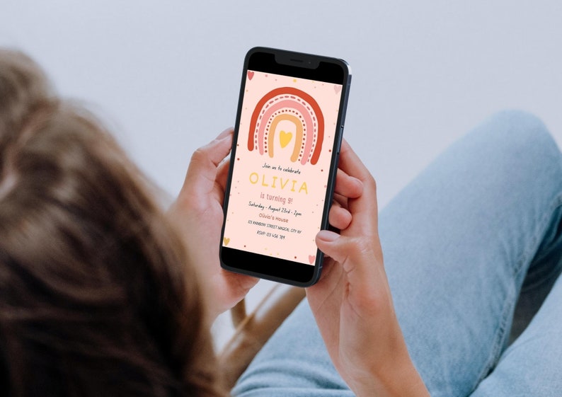 Editable Rainbow Party Invitation Template Editable Evite Cell Etsy