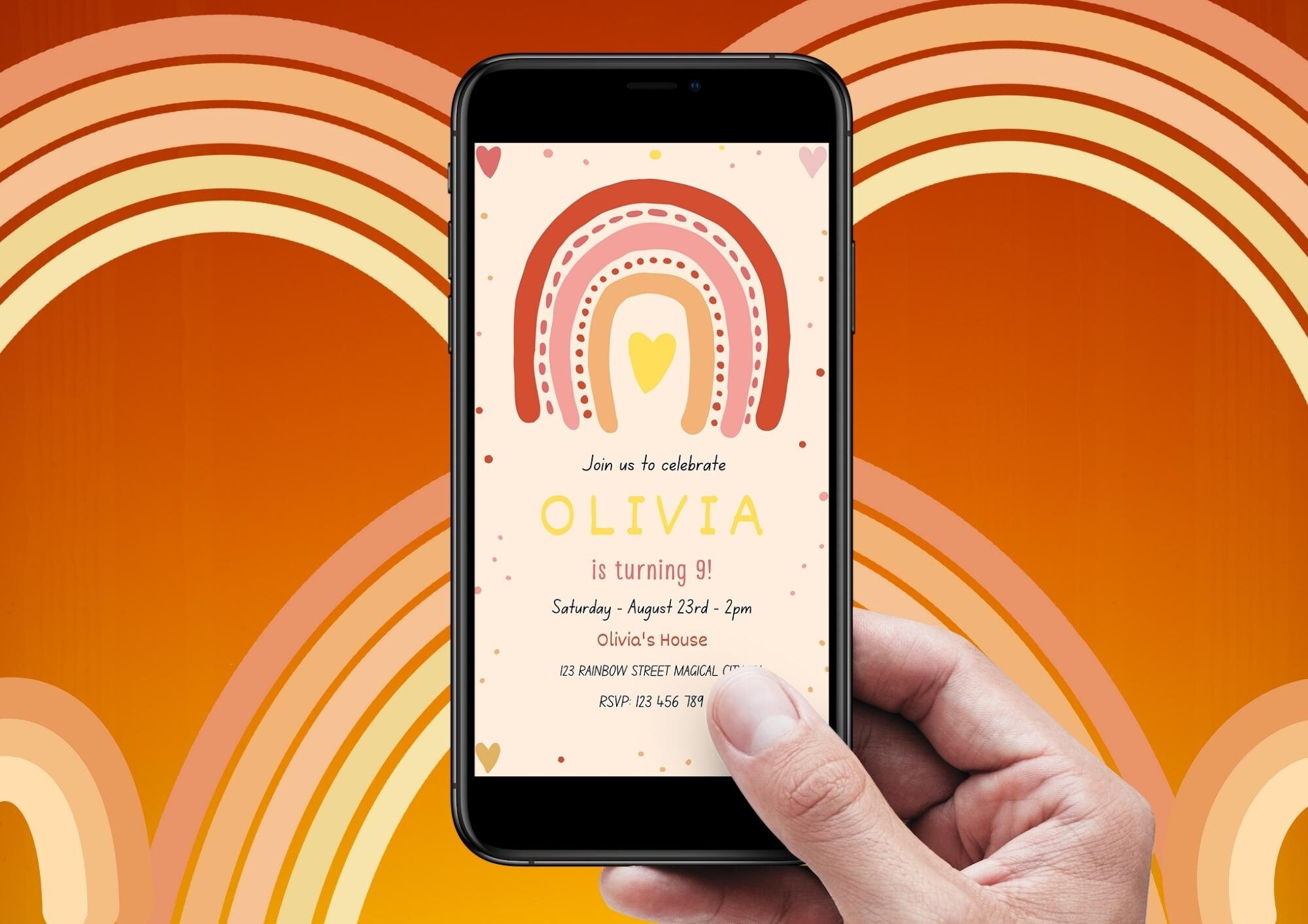 Editable Rainbow Party Invitation Template Editable Evite Cell Etsy