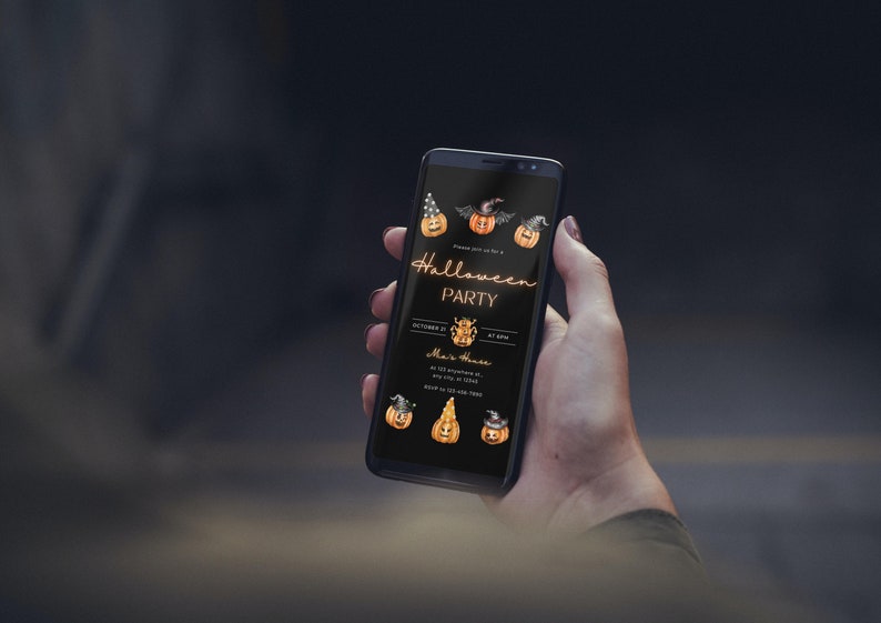 Digital Halloween Party Invitation Electronic Halloween Invite Neon Halloween Party Evite