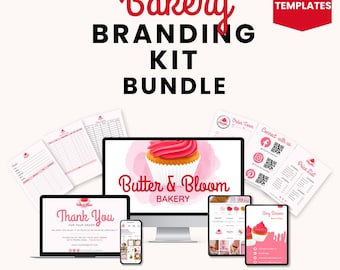 Bakery Branding Kit | 150+ Canva Templates, Logo, Menu (PLR + Commercial Use)