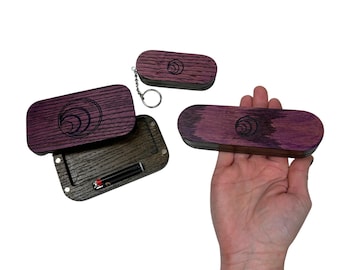 Handmade Wood Travel Case Set – Magnetic Keychain Case, Medium and Large Cone Holder, Portable EDC Organizer