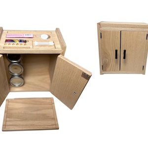 Wood Stash Box Kit With Mason Jars, Hidden Storage Cabinet, Real Wood Smoke Box For Accessories, Stoner Kit Home Stashboxes, Stashed Boxes.