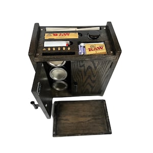Black Stash Box Kit With Mason Jars, Hidden Storage Cabinet, Real Wood Smoke Box For Accessories, Stoner Kit Home Stashboxes, Stashed Boxes.