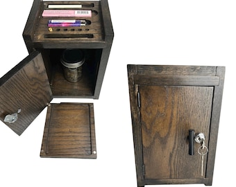 Lockable Stash Box Cabinet – Hidden Storage Organizer with Rolling Tray Lid for Home or Apartment Decor