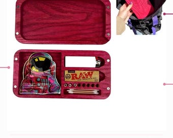Personalized Wooden Travel Case - Purse Organizer - Handmade Wood Travel Accessory & Unique Gift for Him - Everyday Carry Hidden Storage