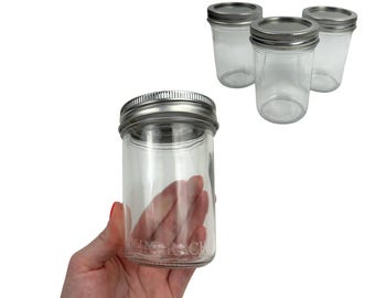 3-Pack 8oz Smooth Mason Jars – Replacement Glass Jars for Cabinet Storage