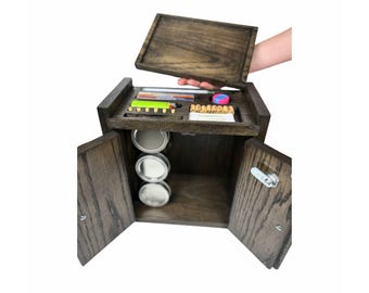 Discreet Home Storage Cabinet – Hidden Organizer Box, Lockable Wood Storage, Compact Cabinet for Personal Items & Home Organization