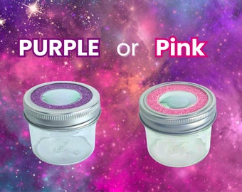 Purple Or Pink Glass Stash Jar Or Spice Jars For Spice Rack, Magnified Glass Jar For Stash Box & Collectables, Stoner Gifts To Build A Box.