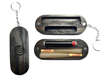 Wood Travel Storage Keychain Case for Pre-Roll and Lighter Organization - Small Space Travel Storage For Everyday Carry Organizer