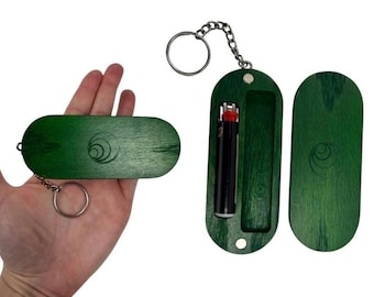 Personalized Keychain Case - Custom Engraved Wood Pre Roll Holder Or Unique Gift for Him - Handmade Hardwood Keychain