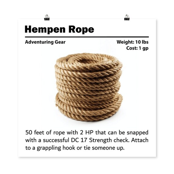 Dnd Poster, Dnd Hempen Rope Poster, D&D Poster, Dungeon Master Gift,  Tabletop Game Room Decor, Critical Role Poster, RPG Gamer Gift 