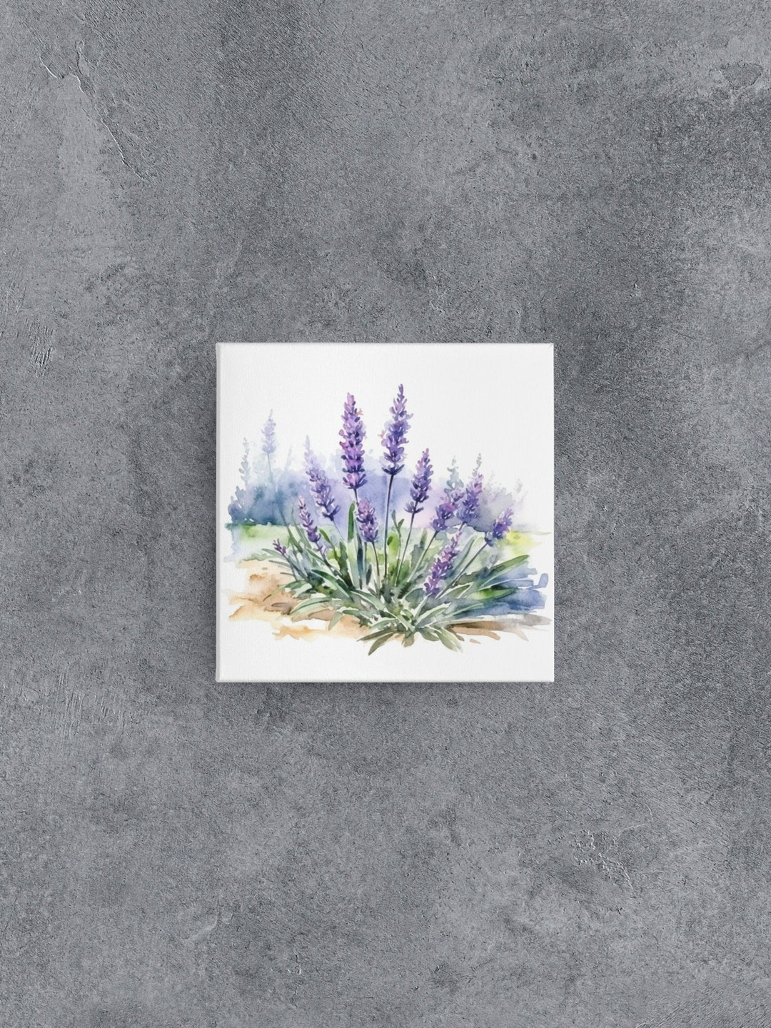 Watercolor Lavender Canvas Wall Art, Purple Flower Painting, Floral