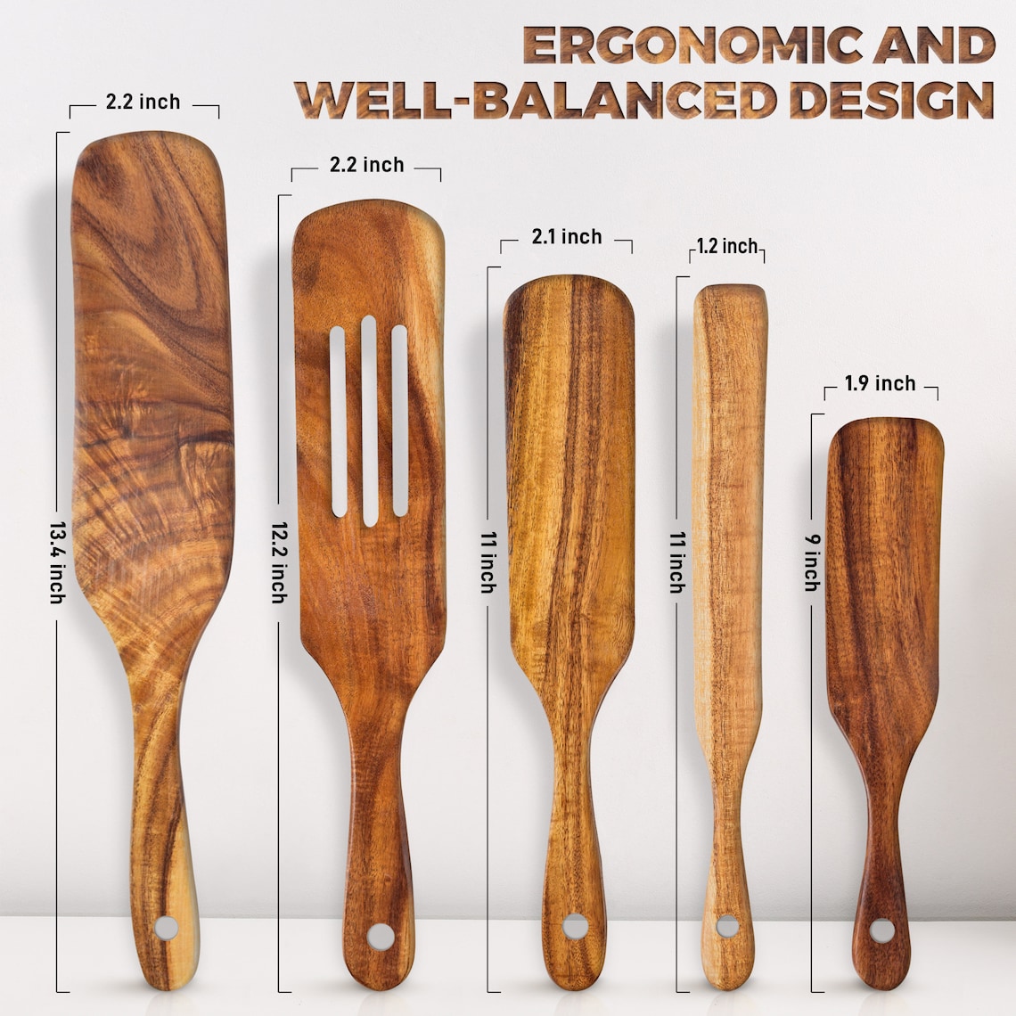 Wooden Spurtle Set of 5 for Cooking Acacia Wood Spatula - Etsy
