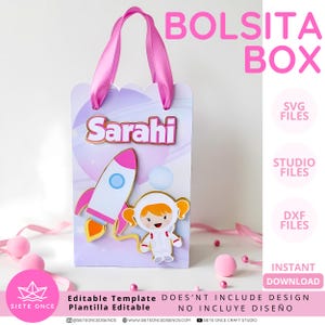 Gift Bag Box Editable Template • Caja Bolsita • SVG DXF STUDIO • Archivo de Corte para Silhouette Cricut • Party Favor Box Digital