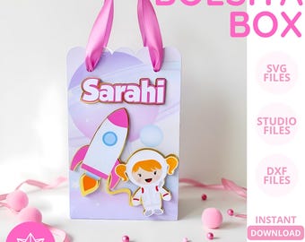 Gift Bag Box Editable Template • Gift Bag Box • SVG DXF STUDIO • Cutting File for Silhouette Cricut • Digital Party Favor Box
