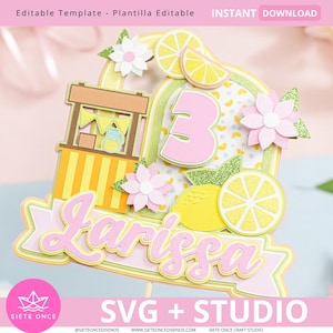 Summer Lemonade Party Cake Topper | Lemonade Cake Topper SVG Studio | Lemonade Birthday | For Cricut and Cameo | Lemonade Party