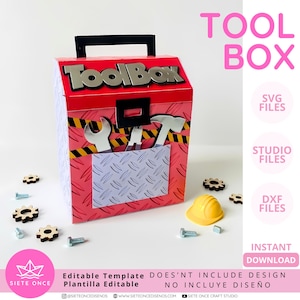 Tool Box Editable Template • Caja Herramienta • SVG DXF STUDIO • Archivo de Corte Silhouette Cricut • Favor Box for Parties Digital