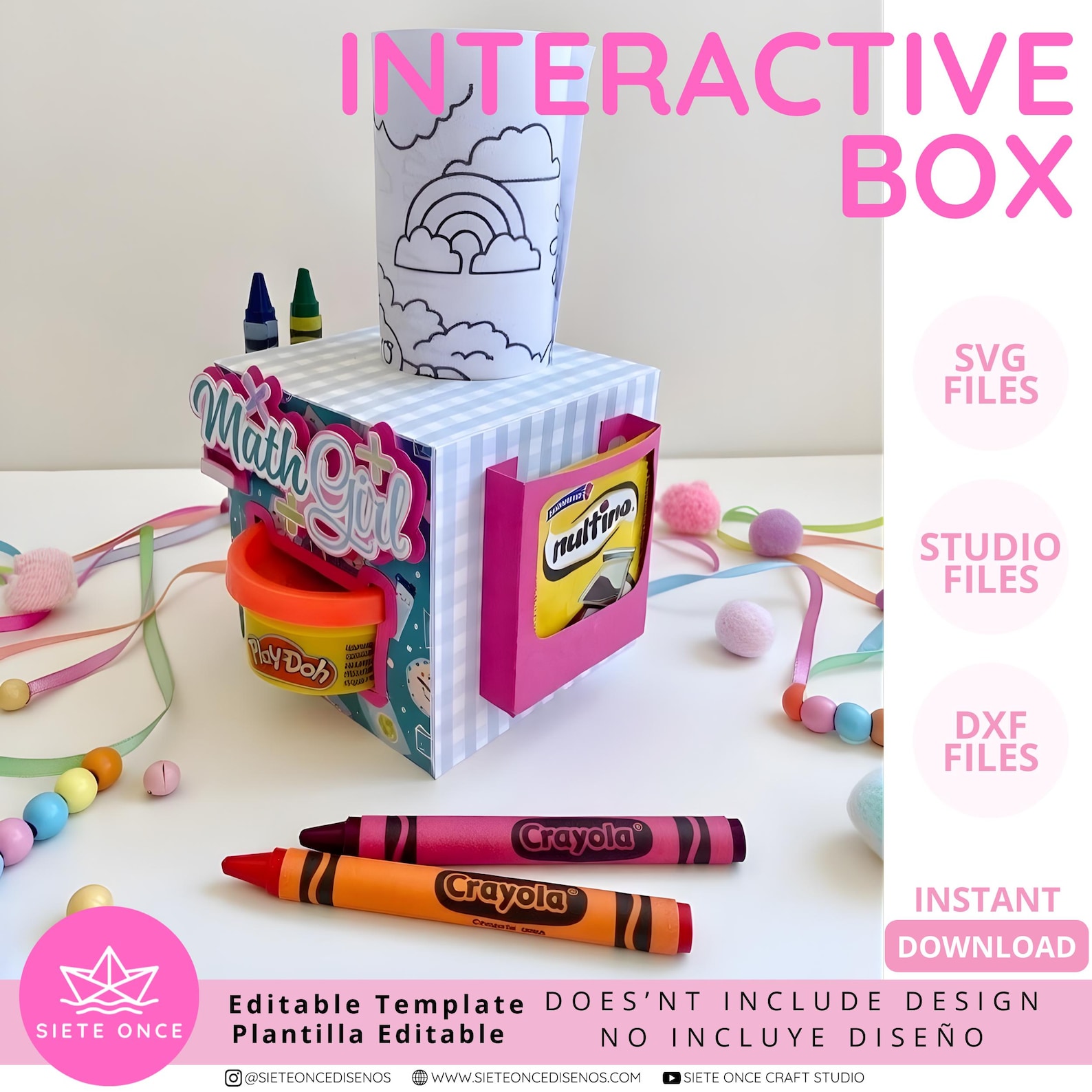 Interactive Box • Activity Box for Nucita Playdoh Crayola • Editable ...
