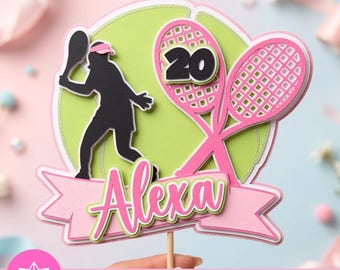 Girly Tennis Cake Topper SVG Studio | Tennis Girl Cake Topper | For Cricut and Cameo | Tennis Birthday SVG | Pink Sports Party Theme