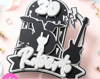 Rock Music Party Cake Topper | Rock Cake Topper SVG Studio | Rock Birthday | For Cricut and Cameo | Rock Party | Cake Decorating