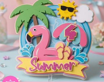 Summer Pool Party Cake Topper SVG Studio | Summer Pool Party Cake Topper | Cricut Cameo | Summer Splash Birthday | Pool Party Theme