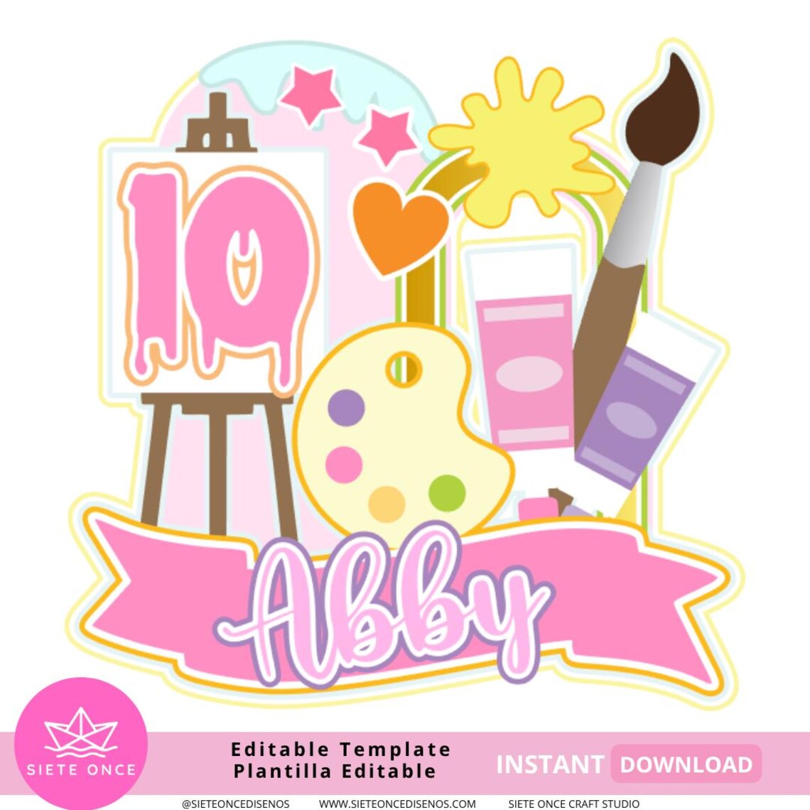 Filing Parti Art Girly Party Cake Topper SVG Studio | Art Girly Cake Topper | for ...