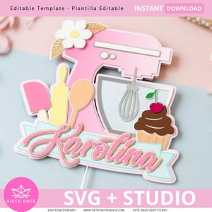 Zoete Bakkerij Taart Topper SVG Studio | Taart Topper | Voor Cricut en Cameo | Bakkerij Feest Thema | Feest Bakken