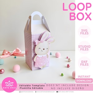 Gift Loop Box Editable Template • Caja Ganchito • SVG DXF STUDIO • Archivo de Corte Silhouette Cricut • Party Favor Box Digital