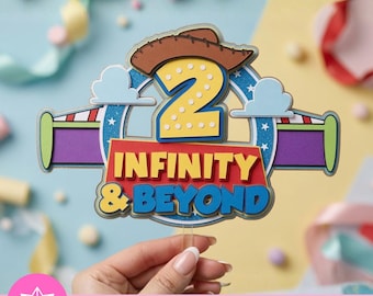 Two Infinity and Beyond Cake Topper SVG Studio | Two Infinity Beyond Cake Topper | Cricut Cameo | Second Birthday | Space Cowboy Party