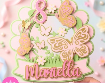 Butterfly Garden Cake Topper SVG Studio | Butterfly Garden Cake Topper | Cricut and Cameo | Butterfly Birthday | Garden Party Theme